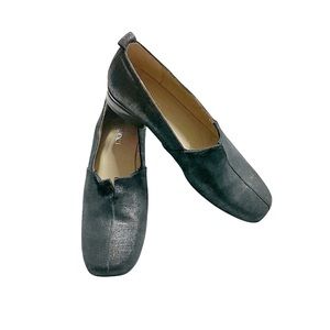 Sesto Meucci Black Shimmer Loafer Mini-Heel Shoes Business Casual Size 7 Narroww